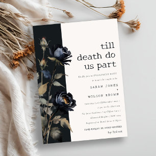 Invitation Fiançailles Rose noir gothique noir