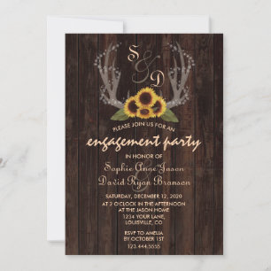 Invitation Fiançailles rustique Sunflower Antlers