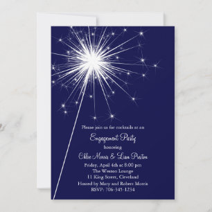 Invitation Fiançailles Sparkler (bleu)