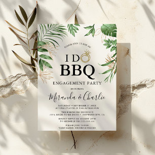 Invitation Fiançailles Tropical Green & Gold I Do BBQ
