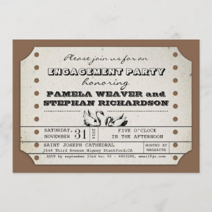 INVITATION FIANÇAILLES VINTAGE TYPOGRAPHIQUE DES BILLETS INVI