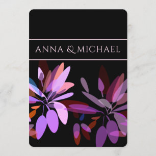 Invitation Fiançailles/violet vif, rose et noir