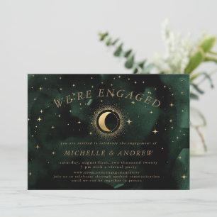 Invitation Fiançailles virtuel Céleste Gold Crescent Moon