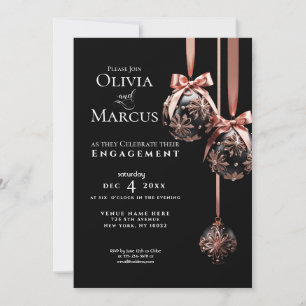 Invitation FIANÇAILLES Winter Pink et Onyx Baubles