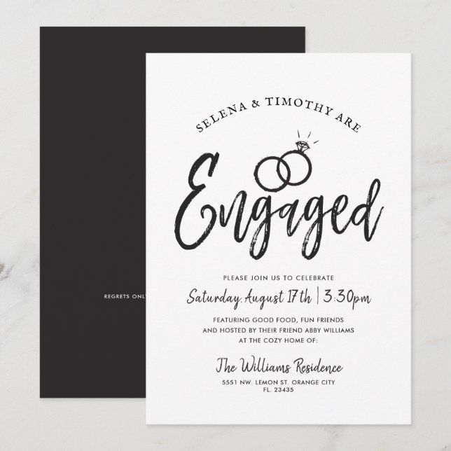Invitation Fiancé| Style de lettre de script| Minimal (Devant / Derrière)