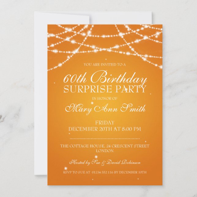 Invitation Ficelle de fête d'anniversaire de surprise des (Devant)