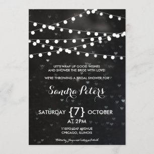Invitation Ficelle noire de Bokeh d'invitation de Fête de la