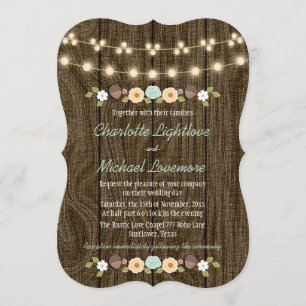 Invitation Ficelle turquoise du mariage rustique de gland