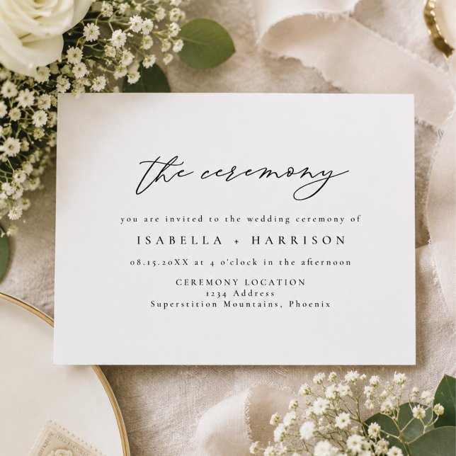 Invitation Fiche de cérémonie de mariage élégante et minimali (Créateur téléchargé)