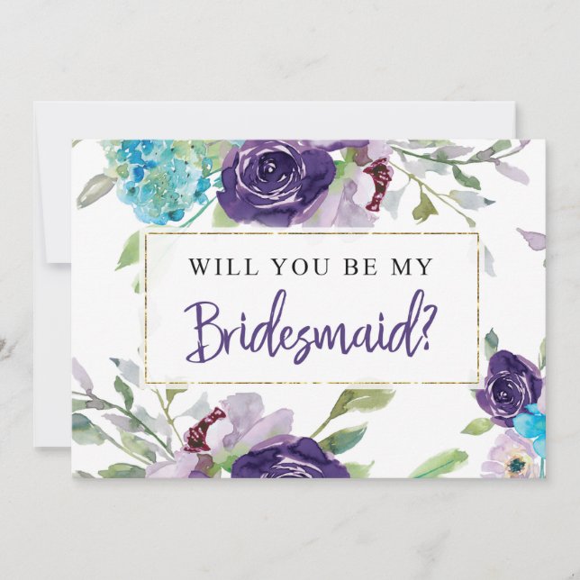 Invitation Fiche de proposition de Bridesmaid| Turquoise & Pu (Devant)