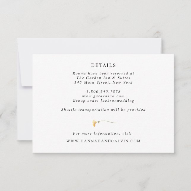 Invitation Fiche détaillée du Mariage Fleur sauvage (Devant)