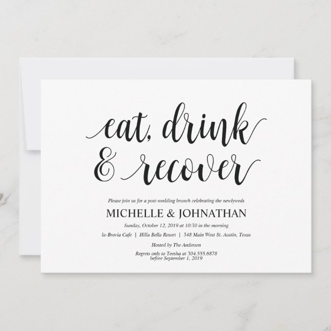 Invitation Fiche d'invitation de Brunch Mariage Rustic Post (Devant)
