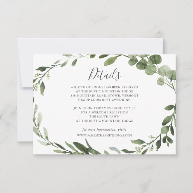 Invitation Fiche Mariage Foliage Green (Devant)