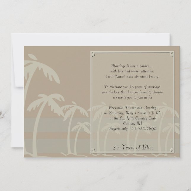 Invitation Fidji : les palmiers tropicaux pour l'anniversaire (Devant)