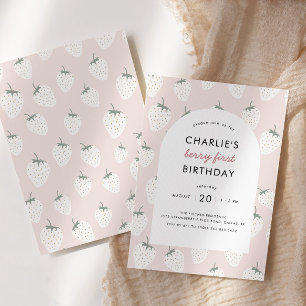 Invitation Fields fraises Berry Premier anniversaire   Fille