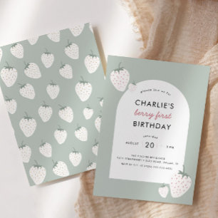 Invitation Fields fraises Berry Premier anniversaire   Fille