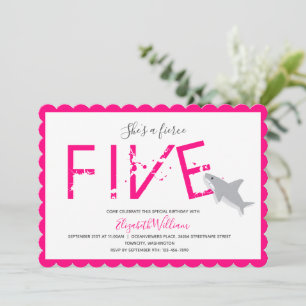 Invitation Fierce Cinq requin rose chaud animal 5e