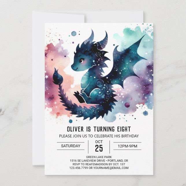 Invitation Fierce Dragon Anniversaire modifiable (Devant)