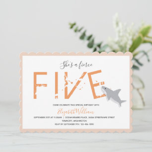 Invitation Fierce Five Orange Shark Animal 5e