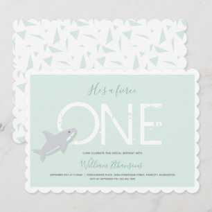 Invitation Fierce One Vert Requin Blanc Animal Premier Annive