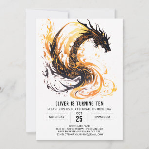 Invitation Fierce Roaring Fun Dragon Anniversaire