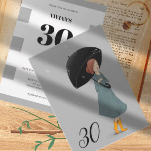 Invitation Fière Dame Dans La Pluie Jour 30e Anniversaire