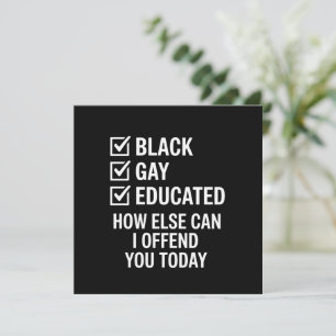 Invitation Fière fierté gay noire drôle Soutien Droits LGBTQ