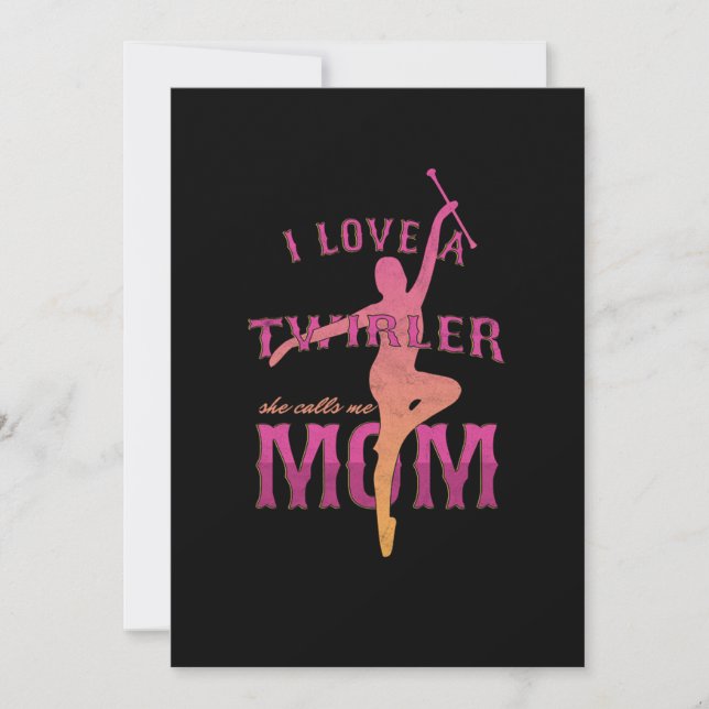 Invitation Fière Maman Twirleuse Majorette Mère J'aime Une  (Devant)