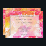 Invitation Fiery Bold Sunset Aquarelle Hollyhock Mariage<br><div class="desc">Lumineux et audacieux - ce magenta enflammé,  rose,  jaune,  pêche et or des traits d'aquarelle qui disent Bright Summer Tropical Sunset,  accentué d'une superposition Hollyhock floral blanc.</div>