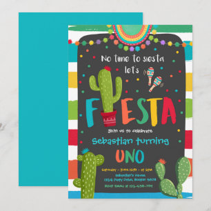 Invitation Fiesta 1er anniversaire fête mexicaine Cactus Part