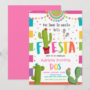 Invitation Fiesta 2e fête d'anniversaire Mexicaine Cactus Par
