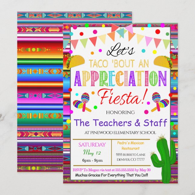 Invitation Fiesta Appréciation (Devant / Derrière)