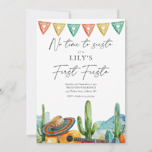Invitation Fiesta Aquarelle moderne Cactus 1er anniversaire