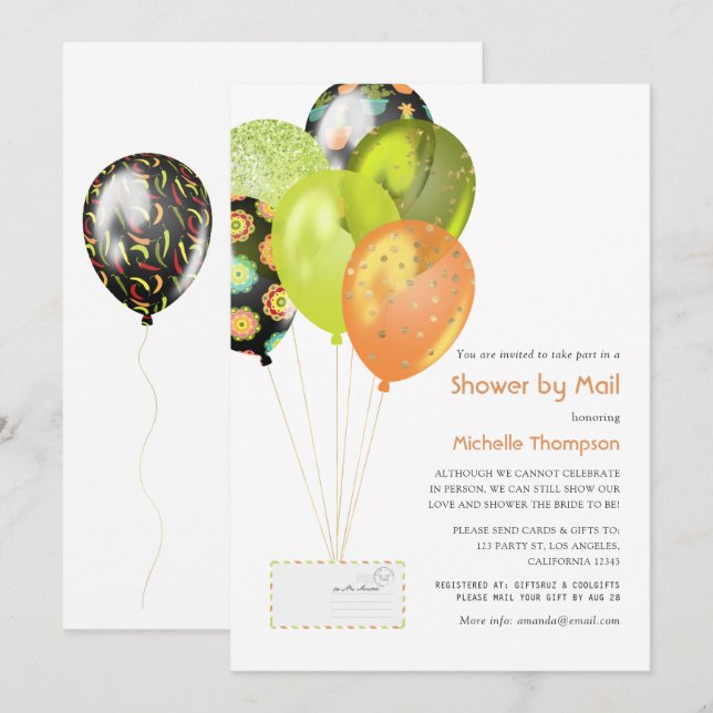 Invitation Fiesta Baby ou Fête des mariées par la poste (Devant / Derrière)