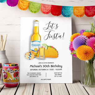 Invitation Fiesta Beer tequila shot taco Birthday Invit