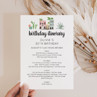 Invitation Fiesta Birthday Weekend Itinerary Card