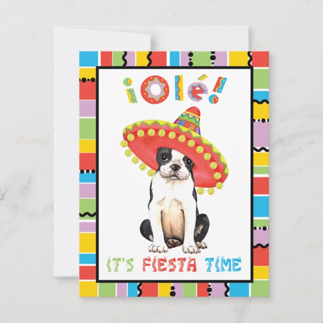Invitation Fiesta Boston Terrier (Devant)