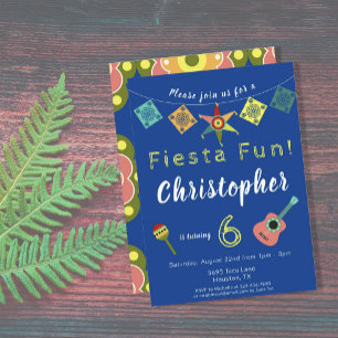 Invitation Fiesta Boys coloré fête d'anniversaire