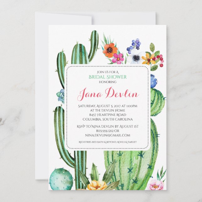 Invitation Fiesta Bridal Shower 5"x7" Sud-ouest (Devant)