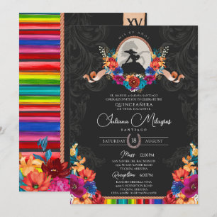 Invitation Fiesta Bright Folk Floral Charro Quinceanera