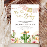 Fiesta Cactus Aquarelle Bébé Couples Douche Invit