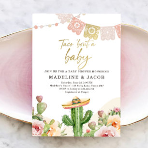 Invitation Fiesta Cactus Aquarelle Bébé Couples Douche Invit