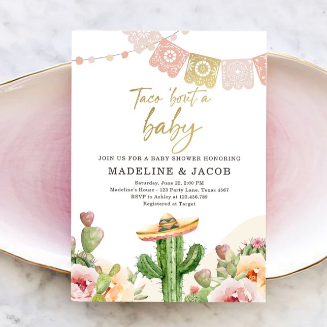 Invitation Fiesta Cactus Aquarelle Bébé Couples Douche Invit (Créateur téléchargé)