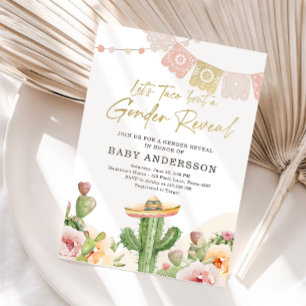 Invitation Fiesta Cactus Aquarelle Bébé Genre Reveal Party