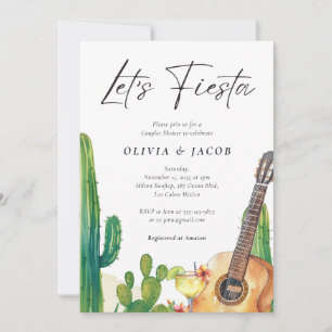 Invitation Fiesta Cactus Douche Couples Mexicaine