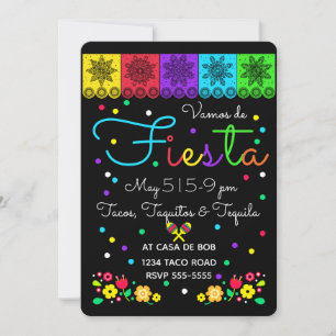 Invitation Fiesta Cinco de Mayo Papercut & Floral Folal Art