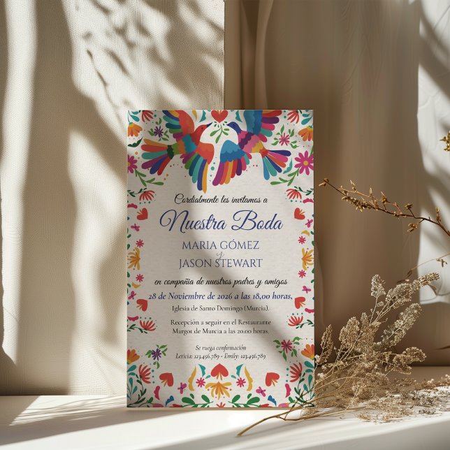 Invitation Fiesta Colorful Floral Modern Boda Spanish Wedding (Fiesta Colorful Floral Modern Boda Spanish Wedding Invitation)