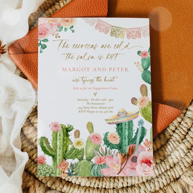 Invitation Fiesta Couples Fiançailles Fiesta Cactus mexicain (Créateur téléchargé)