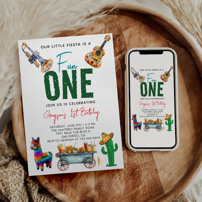 Invitation Fiesta d'abord | 1ère fête d'anniversaire (Créateur téléchargé)