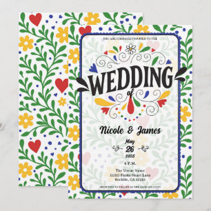 Invitation Fiesta de Amor Bold Mariage floral coloré